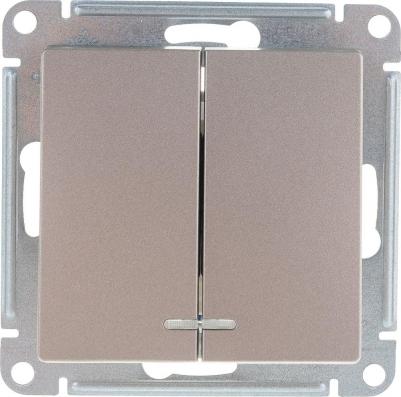 Механизм выключателя 2-кл. СП AtlasDesign 10А IP20 10AX с подсветкой шампань SchE ATN000553