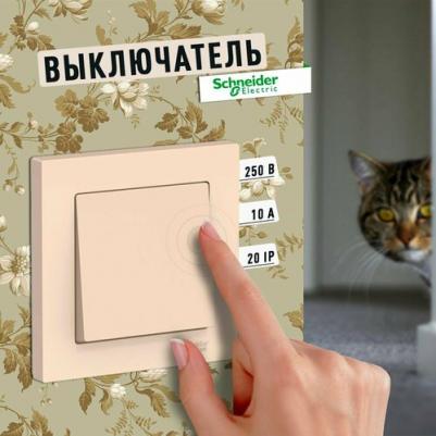 Выключатель 1-кл. СП AtlasDesign 10А IP20 10AX в сборе беж. SchE ATN000212