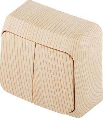 Выключатель 2-кл. ОП Этюд Дача 10А IP20 с подсветкой сосна SchE BA10-006D – фото 1