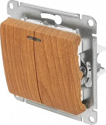 Выключатель 2-кл. СП Glossa 10А IP20 10AX с подсветкой механизм дуб SchE GSL000553