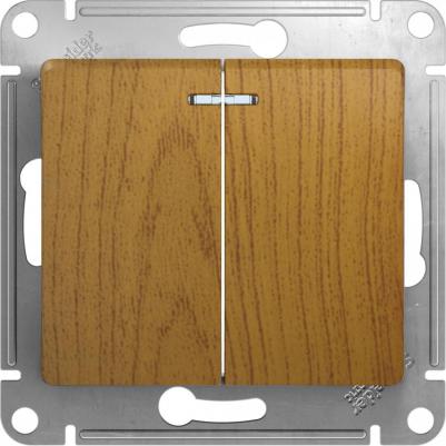 Выключатель 2-кл. СП Glossa 10А IP20 10AX с подсветкой механизм дуб SchE GSL000553 – фото 8
