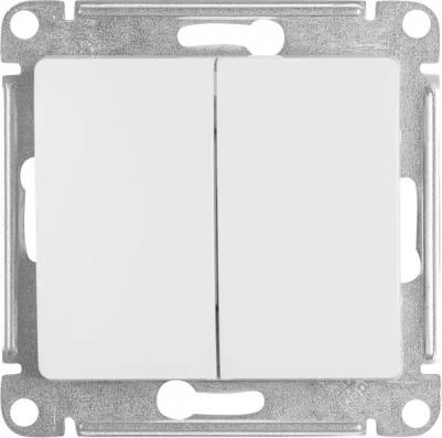 Выключатель 2-клавишный Glossa, сх.5, 10AX, Молочный