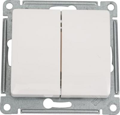 Выключатель 2-клавишный Glossa, сх.5, 10AX, Молочный – фото 8