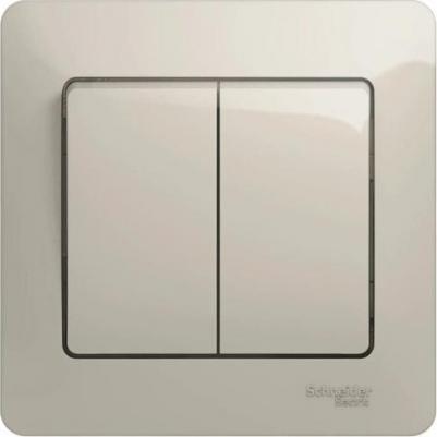 Выключатель 2-клавишный Glossa, сх.5, 10AX, Молочный – фото 9