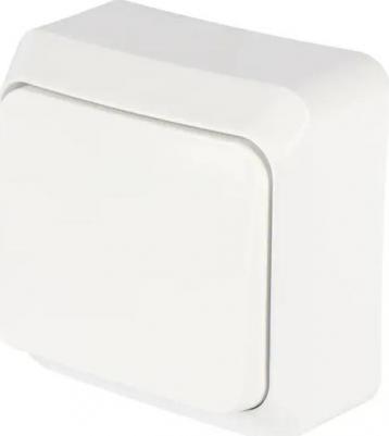 Выключатель BA10-001b Этюд 1клавишный открытой проводки 10А белый – фото 14