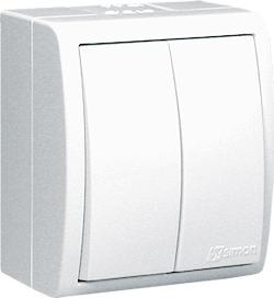 15 Aqua Белый Выключатель 2-клавишный наружный, IP54 – фото 2