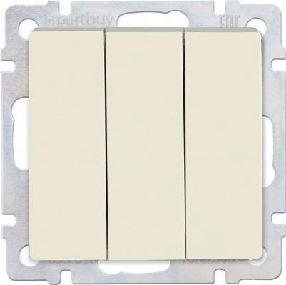 Выключатель 3-клавишный 10А бежевый "Нептун", цена за 1 шт