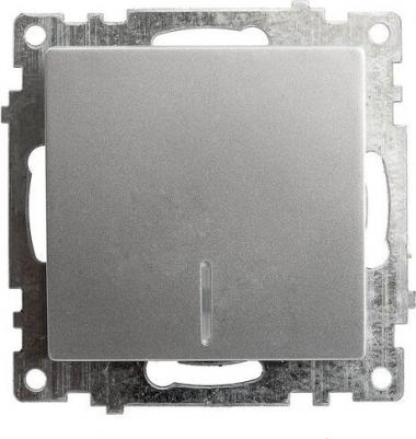 Выключатель 1-клавишный c индикатором, 250В, 10А, серия Катрин, серебро, GLS10-7101-03, цена за 1 шт