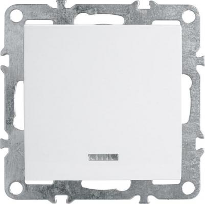 Выключатель 1-клавишный c индикатором, серия Эрна, PSW10-9101-01, белый, цена за 1 шт