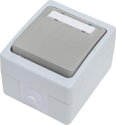 Выключатель 1-клавишный с окном для маркировки самовозвратный,10 А, IP54, серия Велена, серый/графит, цена за 1 шт – фото 1