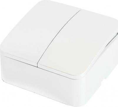 Выключатель открытой установки 2-клавишный, 250В, 10А, IP20, серия София, белый, MSW10-20-01, цена за 1 шт – фото 2