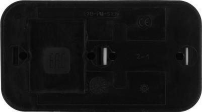 Блок выключатель и розетка двухклавишный накладной черный – фото 3