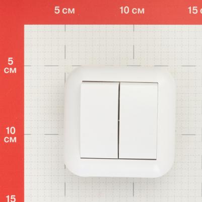 Выключатель двухклавишный скрытая установка белый – фото 5