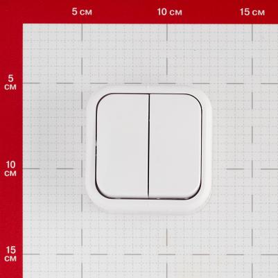 Выключатель SV 0925-0174 двухклавишный открытая установка белый 10 А – фото 3