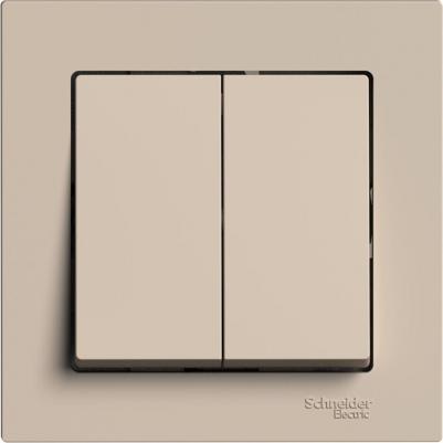 ATLASDESIGN 2-клавишный выключатель, сх.5, 10АХ, в сборе, песочный – фото 1