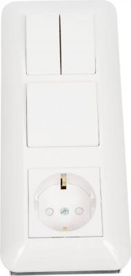 Блок выключатель и розетка Blanca двухклавишный встраиваемый белый