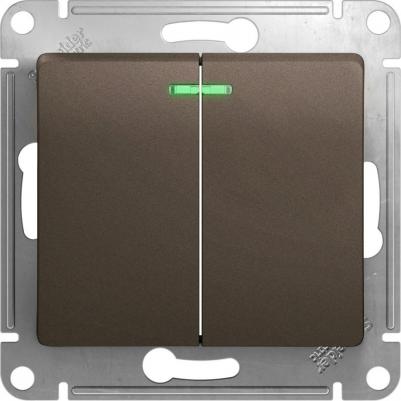 Механизм выключателя Schneider GLOSSA GSL000853 СУ, 2 клавиши, шоколад