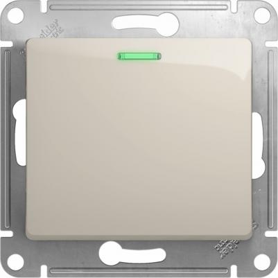 SE Glossa Молочный Выключатель 1-клавишный с подсветкой, сх.1а, 10AX – фото 4