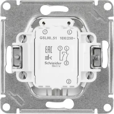 Выключатель 2-кл. СП Glossa 10А IP20 10AX механизм платина SchE GSL001251 – фото 2