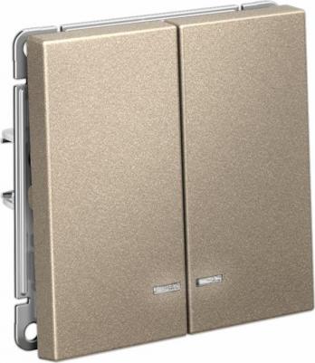 Выключатель 2-клавишный с подсветкой ArtGallery 10А, шампань, GAL000553