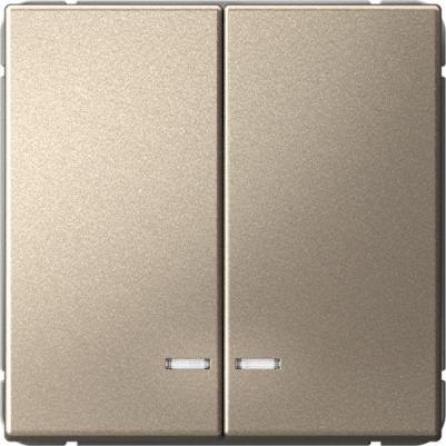 Выключатель 2-клавишный с подсветкой ArtGallery 10АХ, сталь, GAL000953 – фото 1