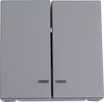 Выключатель 2-клавишный с подсветкой ArtGallery 10АХ, сталь, GAL000953