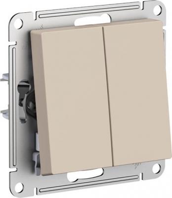 Выключатель AtlasDesign двухклавишный встраиваемый песочный с самовозвратом – фото 3