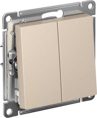 Выключатель AtlasDesign двухклавишный встраиваемый песочный с самовозвратом
