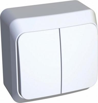 Выключатель Этюд двухклавишный накладной белый (BA10-002B) – фото 1