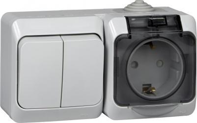 Выключатель с сетевой розеткой Schneider Этюд Bpa16-242C – фото 1