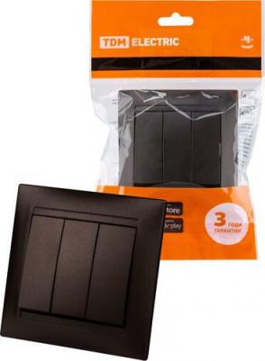 Выключатель 3-х кл. 10А шоколад "Лама"