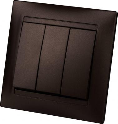 Выключатель 3-х кл. 10А шоколад "Лама" – фото 2