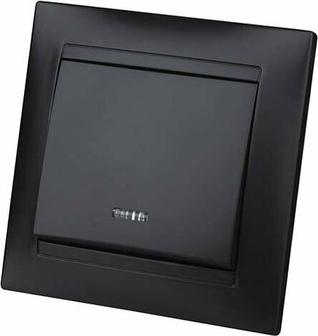 Выключатель Лама 1-клавишный, с подсветкой, 10А, графит – фото 1