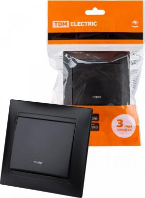 Выключатель Лама 1-клавишный, с подсветкой, 10А, графит – фото 2