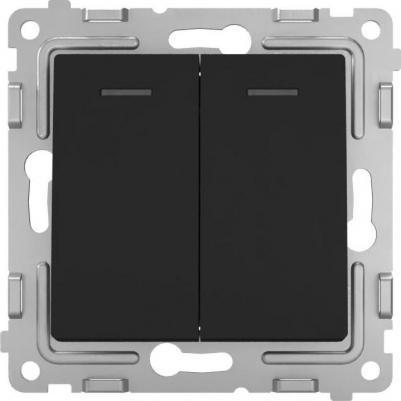 Выключатель Pixel двухклавишный с индикатором цвет карбоновый – фото 2