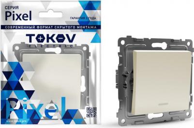 Выключатель Pixel одноклавишный с индикатором бежевый