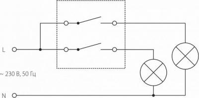 Проходной двухклавишный переключатель WL08-SW-2G-2W – фото 2