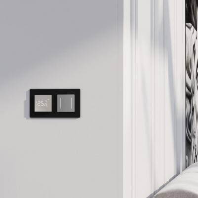 Сенсорный выключатель двухклавишный W4522006 подсветка серебряный soft touch 1000ВТ – фото 2