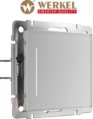 Сенсорный выключатель одноклавишный W4512006 подсветка серебряный soft touch 1000ВТ – фото 1