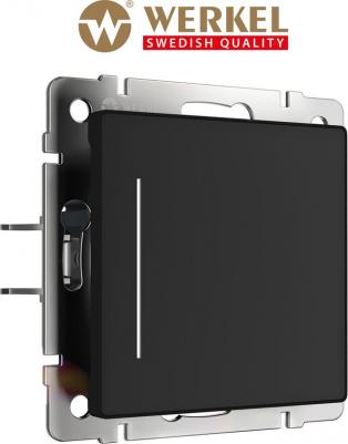 Сенсорный выключатель одноклавишный W4512008 с подсветой черный soft touch 1000Вт – фото 3