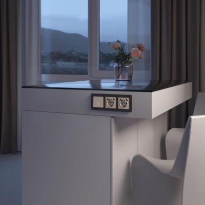 Встр. проходной одноклавишный выключатель с подсветкой W1112143 10А акрил айвори – фото 3