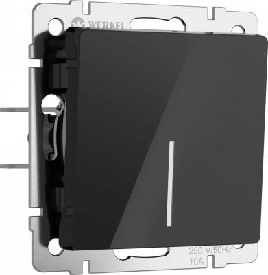 Встр. проходной одноклавишный выключатель с подсветкой W1112148 10А акрил черный