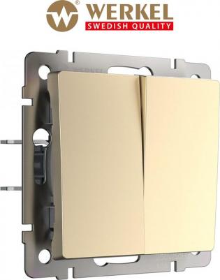 Встраиваемый двухклавишный выключатель проходной W1122011 шампань 10 А – фото 2