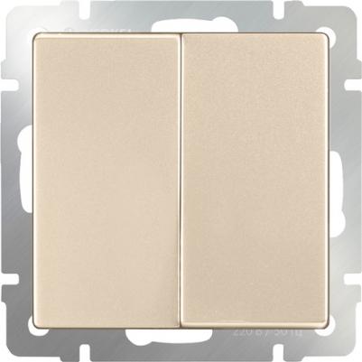 Встраиваемый двухклавишный выключатель проходной W1122011 шампань 10 А – фото 5