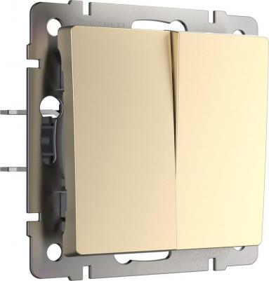 Встраиваемый двухклавишный выключатель проходной W1122011 шампань 10 А