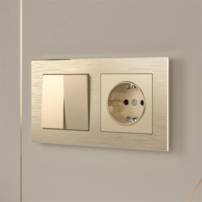 Встраиваемый двухклавишный выключатель проходной W1122011 шампань 10 А – фото 8