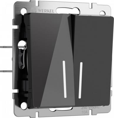 Встраиваемый двухклавишный выключатель с подсветкой W1120148 10А акрил черный