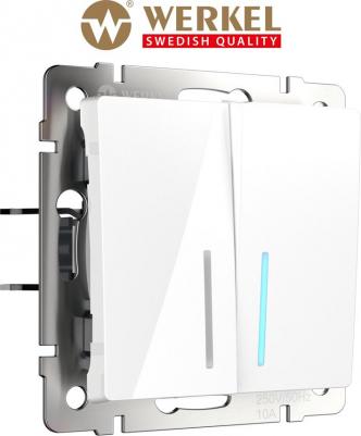 Встраиваемый двухклавишный выключатель W1120101 белый с подсветкой 10 А – фото 2