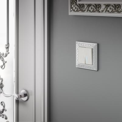 Встраиваемый двухклавишный выключатель W1120113 перламутровый рифленый с подсветкой – фото 1