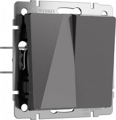 Встраиваемый проходной двухклавишный выключатель W1122044 10А акрил графит